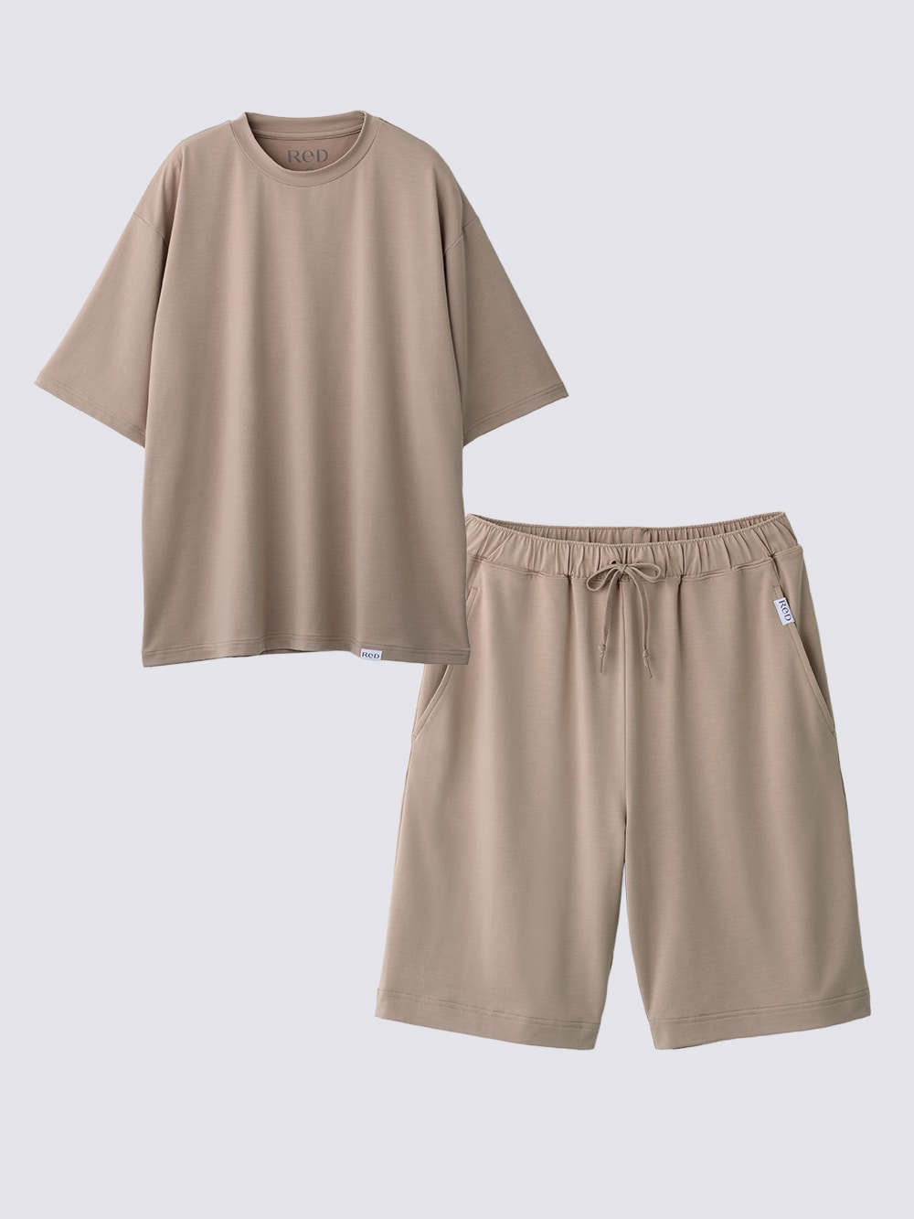 ReD ぐっすりパジャマ ベーシック プルオーバー半袖&ショートパンツ上下セット ベージュ L
