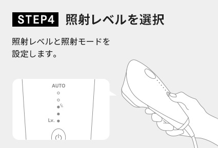 基本の使い方 SETP4 照射レベルを選択