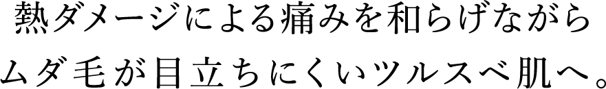 熱ダメージによる痛みを和らげながらムダ毛が目立ちにくいツルスベ肌へ。