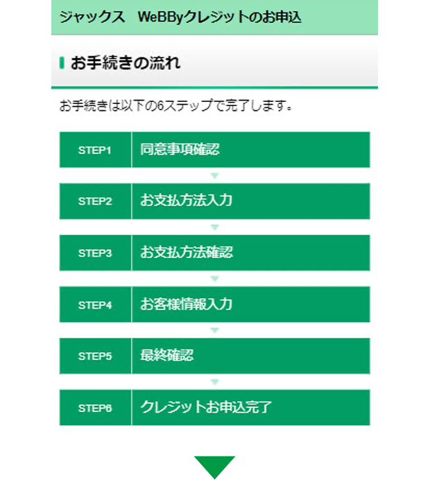 （株）ジャックスのお申込み画面にて、お手続きください。