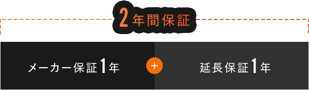 2年間保証 メーカー保証1年+延長保証1年